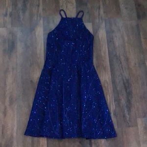 Sparkling deep blue, halter top dress